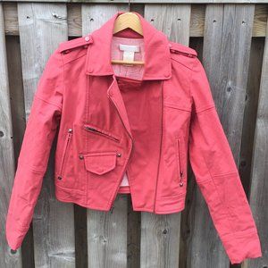 MM Couture coral pink faux leather biker jacket - size XS